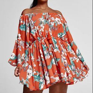 NAHLA OFF THE SHOULDER FLORAL PRINT ROMPER - SRV X FTF